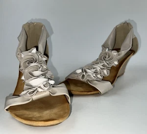 Patricia by Spring Step Womens Wedge Open Toe Zipper Slingback Floral Beige US 7 - Picture 1 of 10