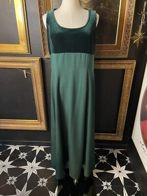 Vintage 90s Scott McClintock Green Velvet Formal Maxi Dress 12 Large - Image 1 of 4