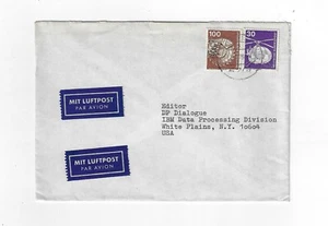 GERMANY 1979 airmail cover to USA WITH A DOUBLE AIRMAIL STICKER RARE TO IBM USA - Picture 1 of 1