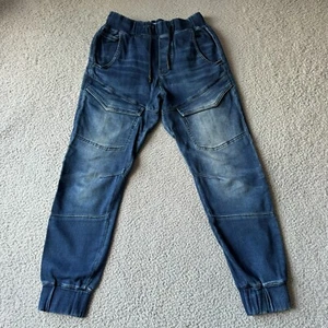 NEW ZARA Jeans Mens Small Blue Cargo Jogger Tapered Elastic Waist Drawstring - Picture 1 of 10