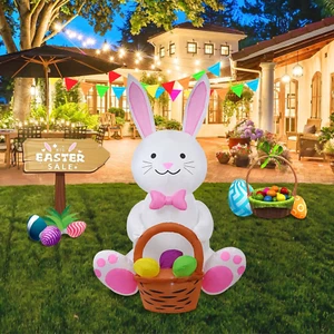Decorazione Coniglietto Gonfiabile 5FT con Luce LED Integrata, Pasqua Giardino Esterno Dec - Foto 1 di 12