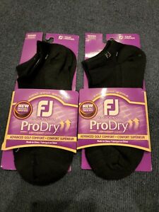 New Women's FootJoy ProDry Low Cut Golf Socks Sizes 6-9 Black 2 pair 