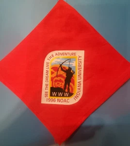 BSA Red  Neckerchief, 1996 NOAC, Indiana University - Picture 1 of 2