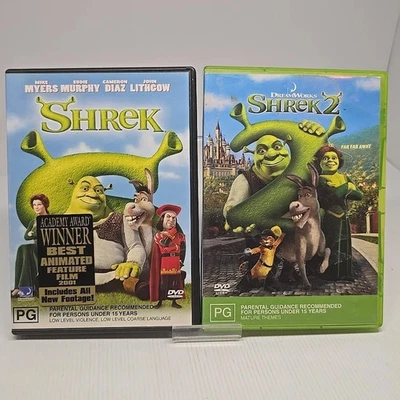 Shrek 1 And 2 DVD Bundle Set Antonio Banderas Cameron Diaz Eddie Murphy Mike Mye - image 1 of 4