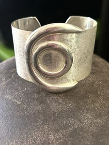 Sterling Modernistic Satin Finish Heavy Cuff Bracelet 58 Grams 7 1/2” - Picture 1 of 6