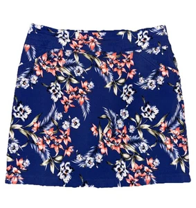 Mario Serrani Womens M Comfort Stretch Skort Skirt Blue Floral Pull On Pockets - Picture 1 of 7