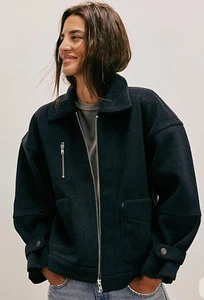 NEW Free People Women's We The Free We The Free Sally Chore Jacket Black Size M - Picture 1 of 10