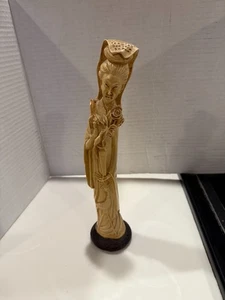 10" antike chinesische alte Kwan-Yin Harz Statue auf Ständer signiert Gorsai FSU - Bild 1 von 4