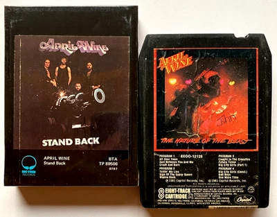 SEALED APRIL WINE 1975 MINT STAND BACK & NATURE OF THE BEAST METAL 8-TRACK SET - Bild 1 von 4