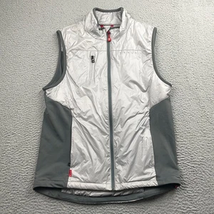 Tesla Vest Mens Medium Gray Lightweight Reflective Full Zip Logo Nylon Lined - Picture 1 of 8