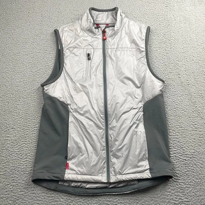 Tesla Vest Mens Medium Gray Lightweight Reflective Full Zip Logo Nylon Lined - Image 1 of 4