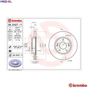 2x BRAKE DISC 09.D427.11 FOR HYUNDAI KIA G4LE 1.6L 4cyl IONIQG4LE 1.6L 4cyl NIRO - Picture 1 of 10