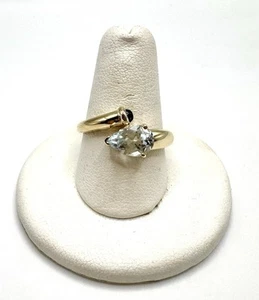 14K Yellow Gold Aquamarine & Sapphire Ring Sz 9 - Picture 1 of 6