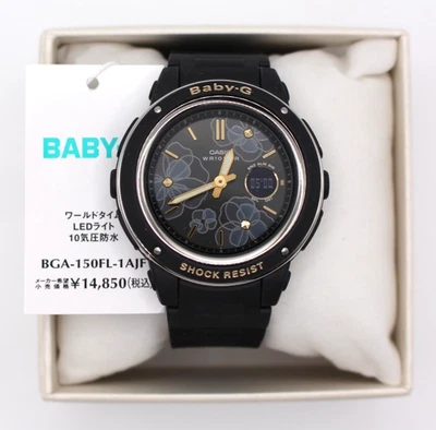 CASIO BABY-G BGA-150FL-1AJF Women's Watch Black Anadigi Round Face Floral Dial - Image 1 of 4
