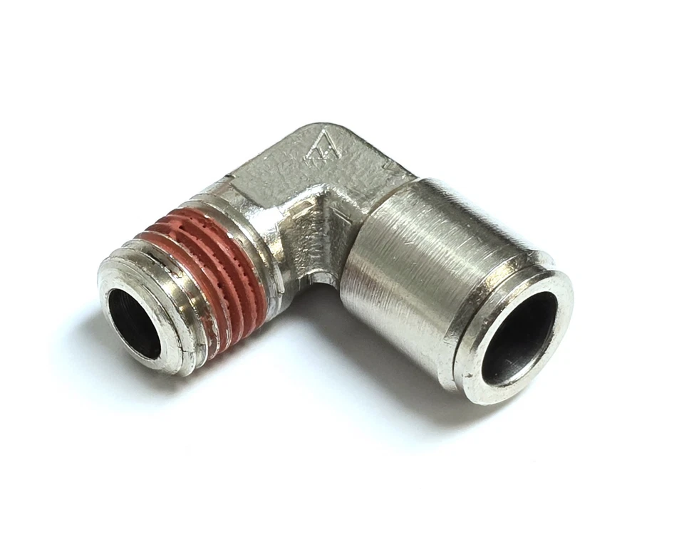 ALKON AQ69-N-6X4, Elbow, 3/8" Tube OD X 1/4" NPT Male, Nickel Plated Brass, USA  - Image 1 of 1
