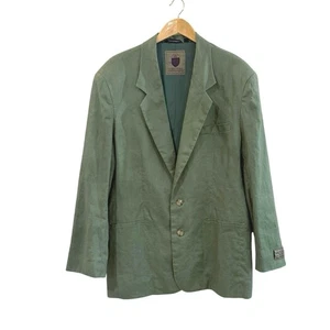 Structure Linen Blazer Size XL 46 - 48 Green Sport Coat Vintage 80s 90s Y2k - Picture 1 of 11