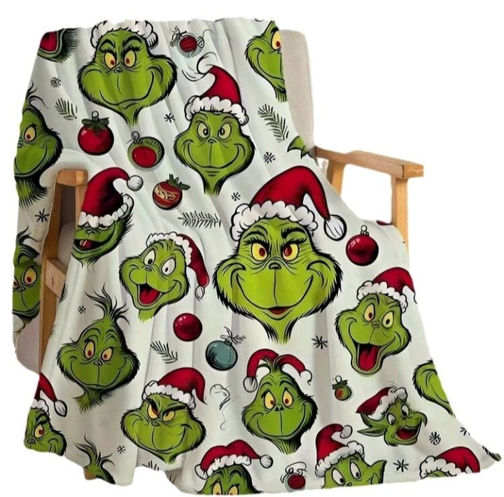 Grinch Character Office Nap Blanket. Outdoor Warm Blanket, Winter Warm Bed - Image 1 of 4