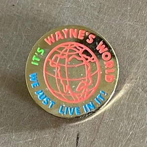 It's WAYNE'S WORLD We Just Live In It! Gold VHS Promo Pin Video Store Merch - Picture 1 of 3