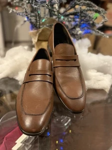 To Boot New York Nova Mens 12 Brown Leather Penny Loafers Adam Derrick Slip On - Picture 1 of 13