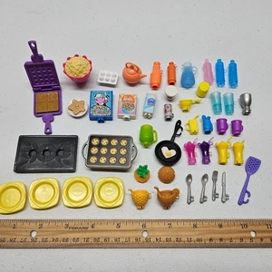 BARBIE KITCHEN LOT Doll Food Waffles Tiki Dishes Utensils - Snap In Dreamhouse - Picture 1 of 6