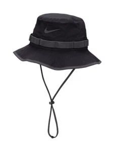 NUEVO NIKE Dri-FIT SWOOSH SOMBRERO CUBO NEGRO PARA HOMBRE PESCADOR LISO VERANO GORRA AJUSTADA - Imagen 1 de 2
