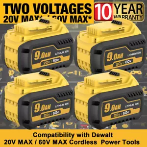 4Pack replacement For DEWALT 20V/60V MAX 9.0Ah Lithium-lon Battery DCB609-2 - Picture 1 of 11