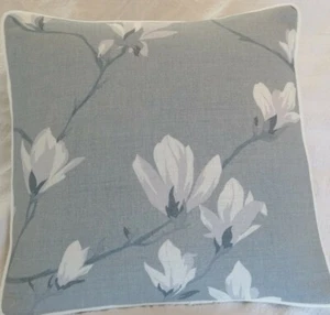 Laura Ashley Magnolia Slate Grey 16" Cushion Cover Piped White - Picture 1 of 3