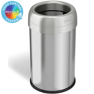13 Gallon Round Open Top Stainless Steel Recycle Trash Can Kitchen - Picture 1 of 5
