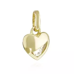 Kettenanhänger Herz 333 Gelb Gold 8 Kt 9x7mm Zirkonia weiß Damen Amulett klein - Bild 1 von 1