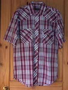 Roper Neu mit Etikett weinrot, schwarz & weiß kariertes kurzärmliges Hemd mit Perlendruckknopf, Herren M - Bild 1 von 7