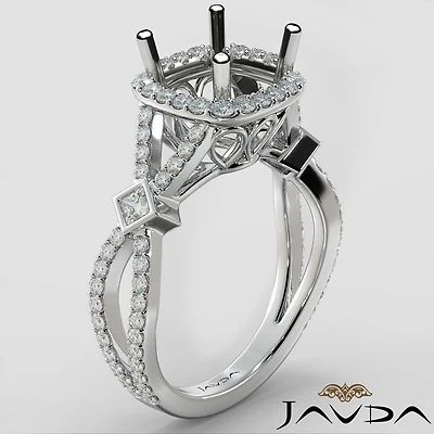 Halo Prong Set Cushion Semi Mount Diamond Engagement Ring 14k White Gold 0.65Ctw - Image 1 of 4