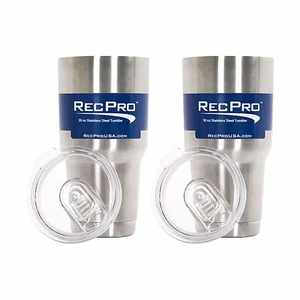 2Pk RecPro 30Oz Vacuum Insulated Tumblers 18/8 Stainless Steel W/ Slider Lids - Picture 1 of 8