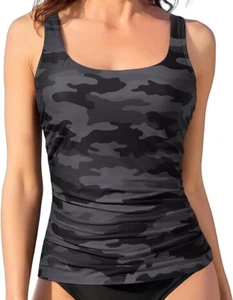Aqua Eve Tankini Top Only Women Swimwear Tummy Control Bathing Suit Large Camo L - Picture 1 of 3