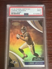 2018 Panini Certified Gold Team #GT-LAJ Lamar Jackson Rookie, Ravens. PSA 9 Mint