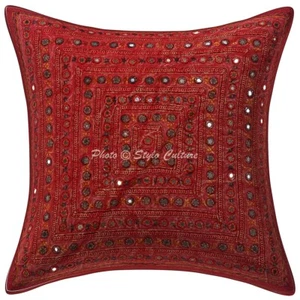 Cushion Cover Pillow Case Embroidered Boho Traditional Throw Decor Art Yoga - Picture 1 of 5