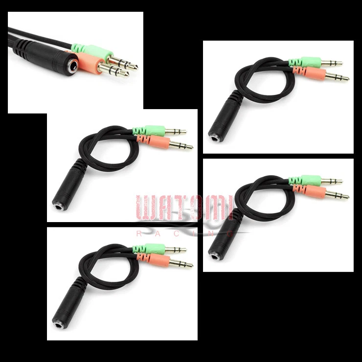 4X AUDIO ADAPTER BLACK CABLE 3.5MM PLUG PC LAPTOP MAC SPEAKER MICROPHONE HEADSET - Image 1 of 1