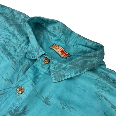 VTG Santa Cruz Dash Hemp Men’s Hemp/Tencel S/S Camp Shirt Turquoise Floral • 2XL - Image 1 of 4