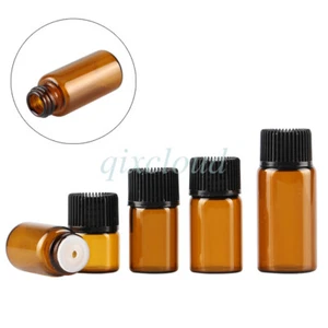 1ml 2ml 3ml 5ml Empty Glass Amber Essential Oil Bottle Container Orifice Reducer - Picture 1 of 12