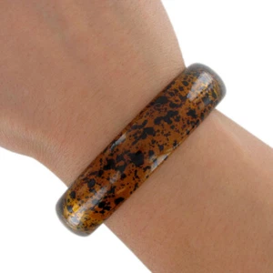 Faux Tortoise Shell Amber Splatter Lucite Bangle Bracelet Ladies Standard Size - Picture 1 of 4