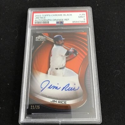 Jim Rice 2020 Topps Chrome Black Orange Refractor Auto 21/25 PSA 9 - Image 1 of 2