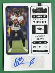 BOLETO DE NOVATO DE FÚTBOL ANTHONY BROWN 2022 CONTENDERS AUTO BALTIMORE RAVENS - Imagen 1 de 12