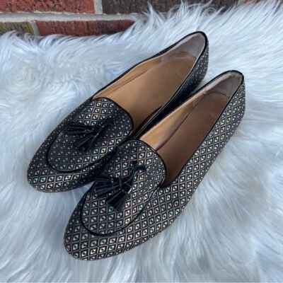 J. Mocasines Crew Multicolor Negro Patrón Borla Punta Superior Foto 1 de 4