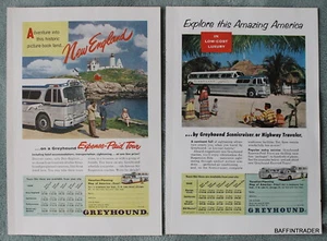 2 x Greyhound Bus Travel Tourism 1955 Magazine Print Ads 7 x 10 - Picture 1 of 1