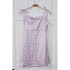 L.I.A Floral Daisy Mini Dress Tie Strap Sleeveless Lavender Purple Size M NWT - Picture 1 of 9