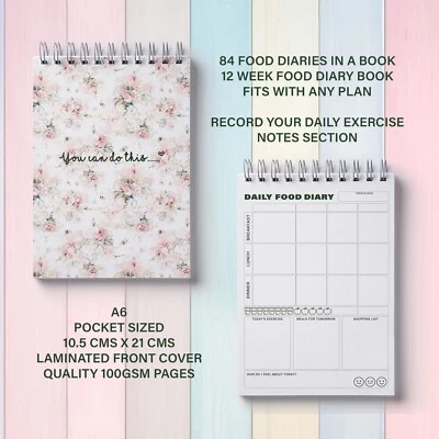 BUTTERFLIES & FAIRIES A6 POCKET SLIMMING WEIGHT LOSS FOOD DIET DIARY 84 FOOD DIARY BOOK 12 WKS