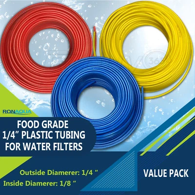 RONAQUA Food Grade 1/4" Plastic Tubing for RO Water Filter System, Aquariums, ETC