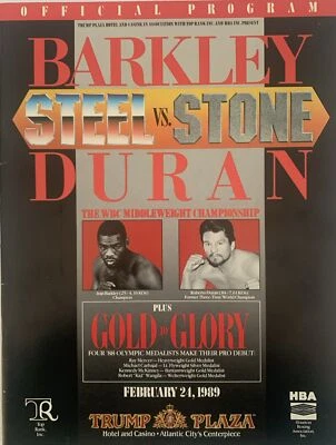 Iran Barkley Vs Roberto Duran 1989 RARE Official Program; Plus Gold Medalists - Image 1 of 3