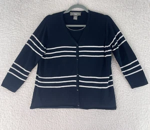 Norton McNaughton Petites Black Striped Sweater Womens 3/4 Sleeve Size PL - Picture 1 of 22