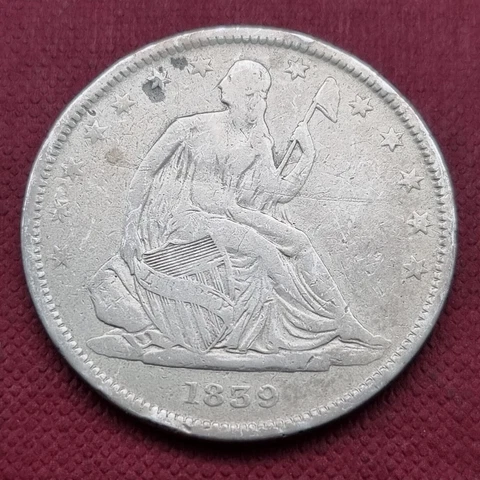 1839 Seated Liberty Half Dollar 50c Better Grade VF ++ #50876 Cover