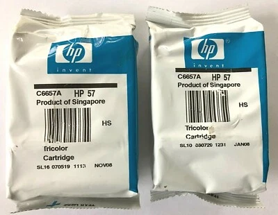 2 New Genuine HP 57  Color Ink Cartridges  C6657A - Image 1 of 4